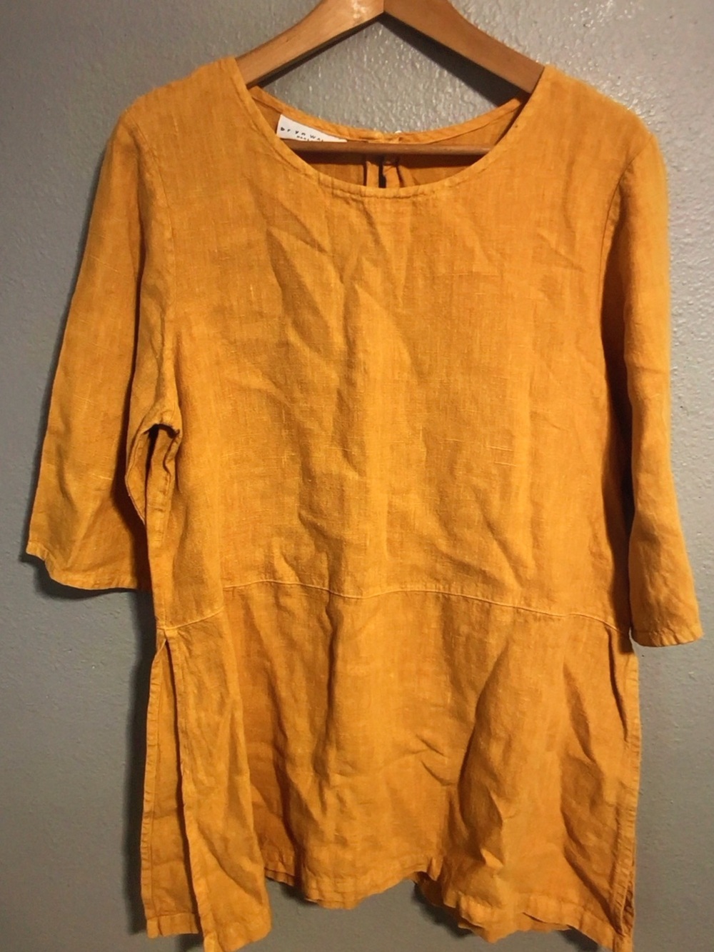 bryn Walker Mustard Yellow Linen Tunic Blouse